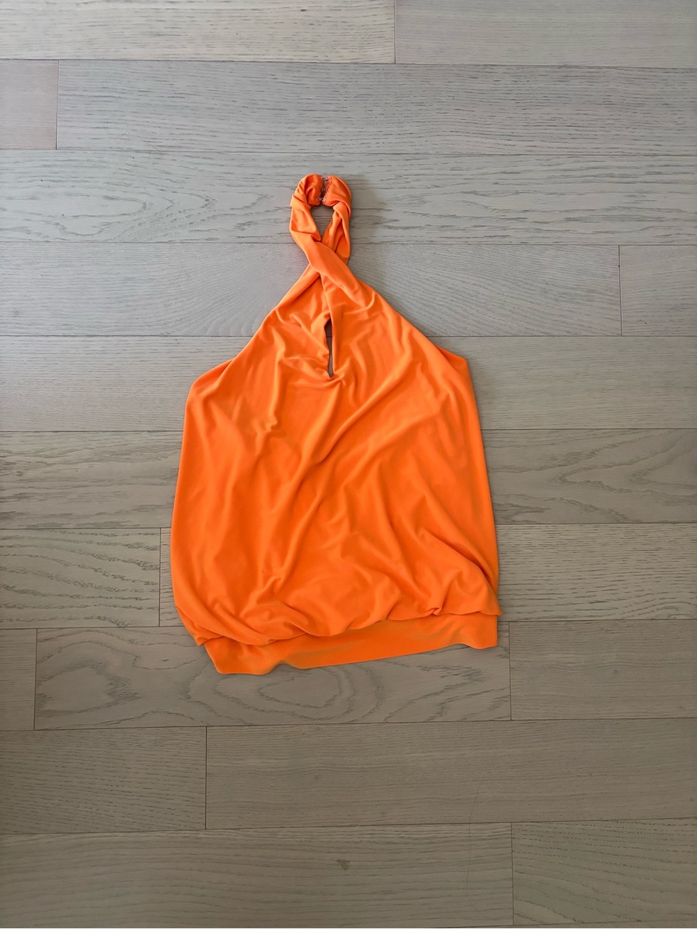 Express Bright Orange Twist Halter Top